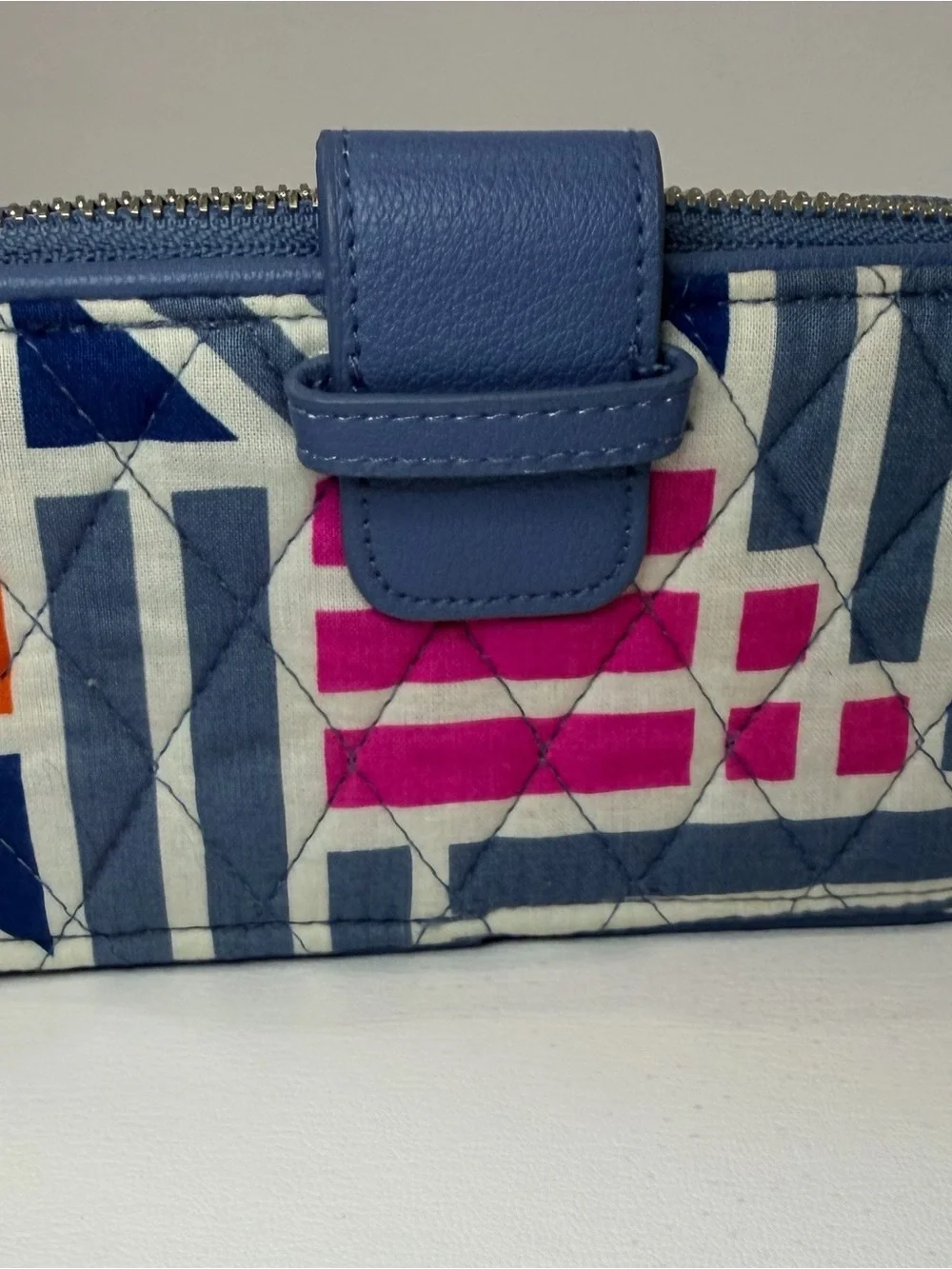 Vera Bradley Blue, White and Pink Geometric RFID Wristlet Wallet - Picture 5 of 9